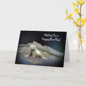 Polaire Beer Cub on Ice & Aurora Birthday Kaart (Gele Bloem)