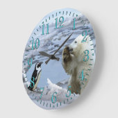 Polaire Beer Cub & Penguin Best Friends Wall Clock Grote Klok (Hoek)