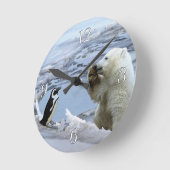 Polaire Beer Cub & Penguin Best Friends Wall Clock Ronde Klok (Hoek)