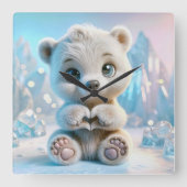 Polaire Beer Cub Vierkante Klok (Voorkant)