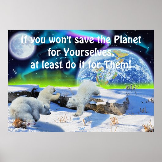 Polaire Beer Cubs en Aurora Earth Day Fantasy Post Poster (Voorkant)