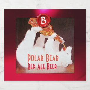 POLAIRE BEER DRINKENDE BEER Rood waszegel Monogram Bier Etiket