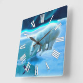 Polaire Beer en Arctische Penguin Aurora Art-klok Vierkante Klok (Hoek)