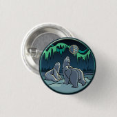 Polaire Beer en Button kauwen / Pin Wildlife Art B (Voorkant /achterkant)