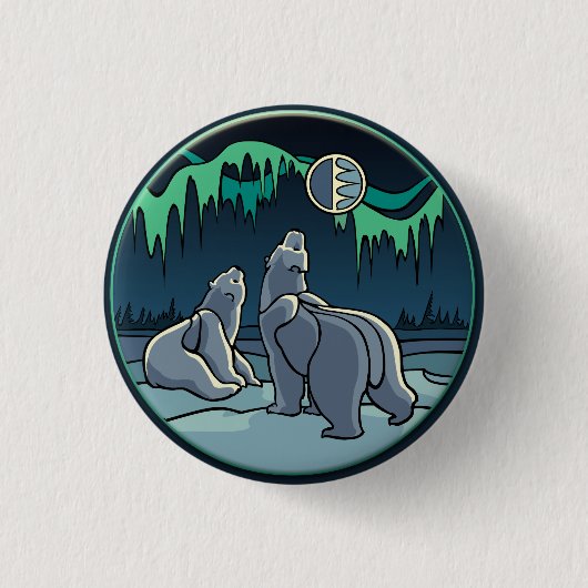 Polaire Beer en Button kauwen / Pin Wildlife Art B (Voorkant)