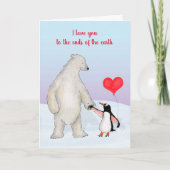 Polaire beer en pinguïn Valentijnse kaart (Voorkant)