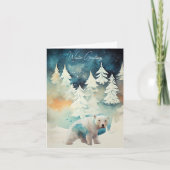 Polaire Beer en Snowy Trees kerstkaart Kaart (Voorkant)