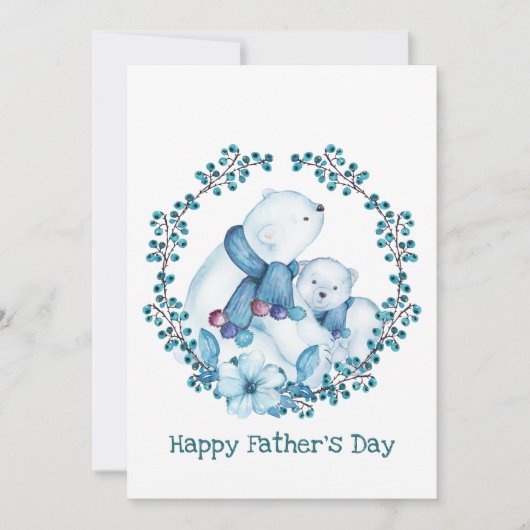 Polaire Beer en Vaderdag van kleine Beren Feestdagenkaart (Voorkant)