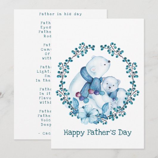 Polaire Beer en Vaderdag van kleine Beren Feestdagenkaart (Voorkant / Achterkant)
