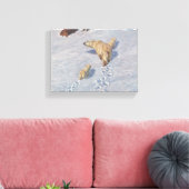 Polaire Beer familie in Arctic Snow Canvas Afdruk (Insitu (Woonkamer))