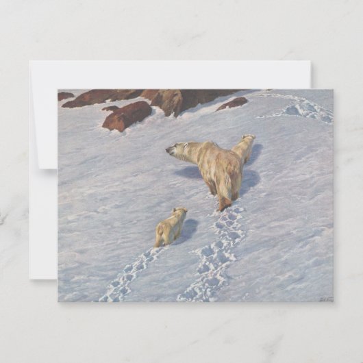 Polaire Beer familie in Arctic Snow Kaart (Voorkant)
