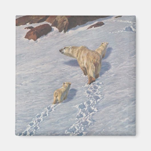 Polaire Beer familie in Arctic Snow Magneet (Voorkant)