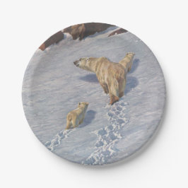 Polaire Beer familie in Arctic Snow Papieren Bordje