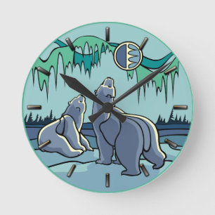 Polaire Beer-klokkast (standaard Beer) Ronde Klok