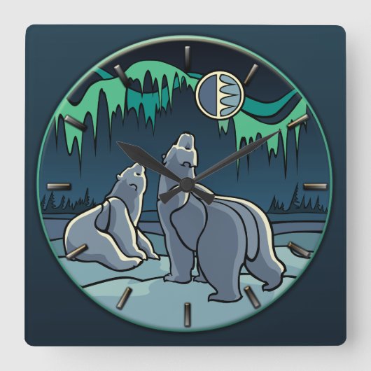 Polaire Beer-klokkast (standaard Beer) Vierkante Klok (Voorkant)