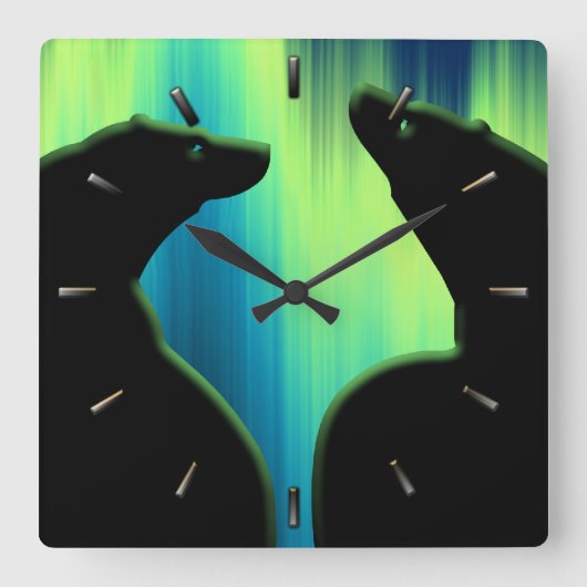 Polaire Beer-klokkast (standaard Beer) Vierkante Klok (Voorkant)