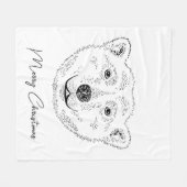 Polaire Beer kop Minimale lijnschets met tekst Fleece Deken (Voorkant (Horizontaal))