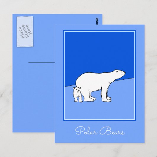 Polaire Beer — Mam en kauwen — Wilde kunst Briefkaart (Voorkant / Achterkant)