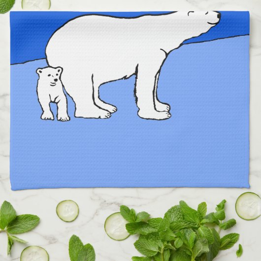 Polaire Beer — Mam en kauwen — Wilde kunst Theedoek (Gevouwen)