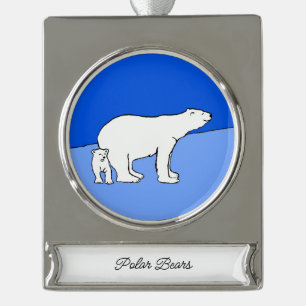 Polaire Beer — Mam en kauwen — Wilde kunst Verzilverd Banner Ornament