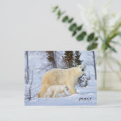 Polaire Beer moeder en krab op de toendra Feestdagenkaart (Staand voorkant)