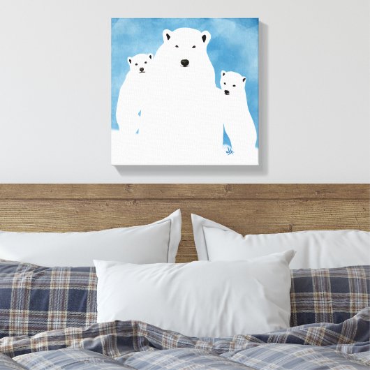 Polaire Beer moeder met kubussen Canvas Afdruk (Insitu (Slaapkamer))