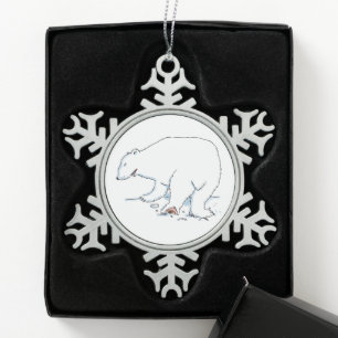 Polaire Beer pewter snowflake Tin Sneeuwvlok Ornament