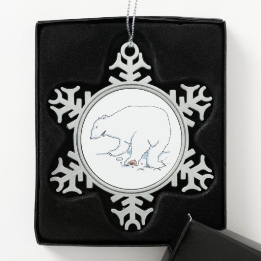 Polaire Beer pewter snowflake Tin Sneeuwvlok Ornament (Kistje)
