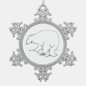 Polaire Beer pewter snowflake Tin Sneeuwvlok Ornament (Voorkant)