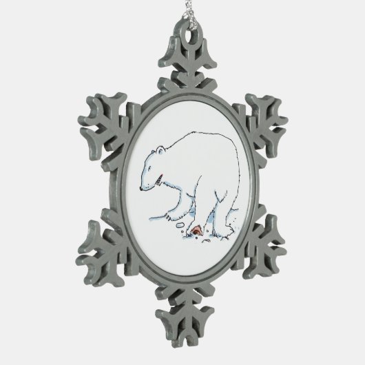 Polaire Beer pewter snowflake Tin Sneeuwvlok Ornament (Links)