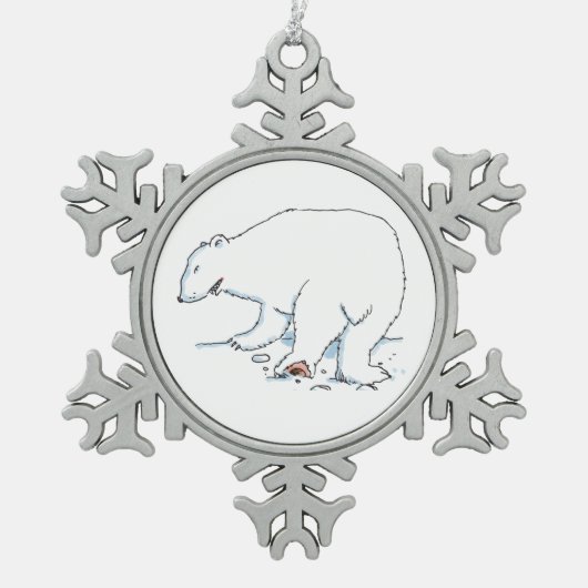 Polaire Beer pewter snowflake Tin Sneeuwvlok Ornament (Voorkant)