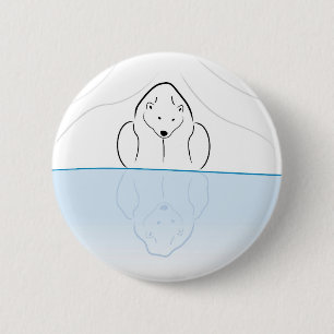 Polaire beer Reflectie over de opwarming van de aa Ronde Button 5,7 Cm