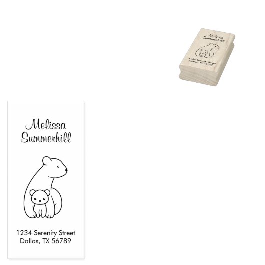 Polaire Beren: Adres moeder en krab Rubberstempel (Gestempeld)