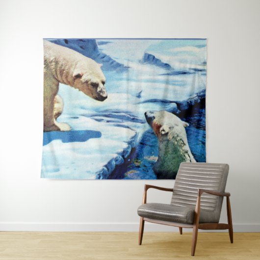 polaire beren afdrukken wandkleed (In Situ (horizontaal))