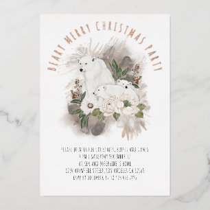 Polaire Beren Beary Merry Kerstparty Luxe Folie Uitnodiging