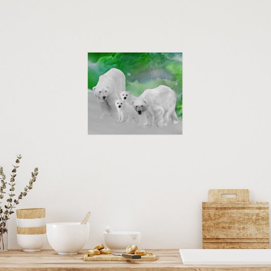 Polaire Beren, cabines en noord-lampen Poster (Keuken)