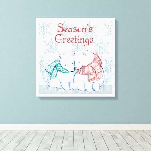 Polaire Beren Canvas Afdruk (Insitu (Houten vloer))