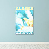 Polaire Beren & Cub - Cordova, Alaska Canvas Afdruk (Insitu (Houten vloer))