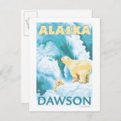 Polaire Beren & Cub - Dawson, Alaska Briefkaart (Voorkant / Achterkant)