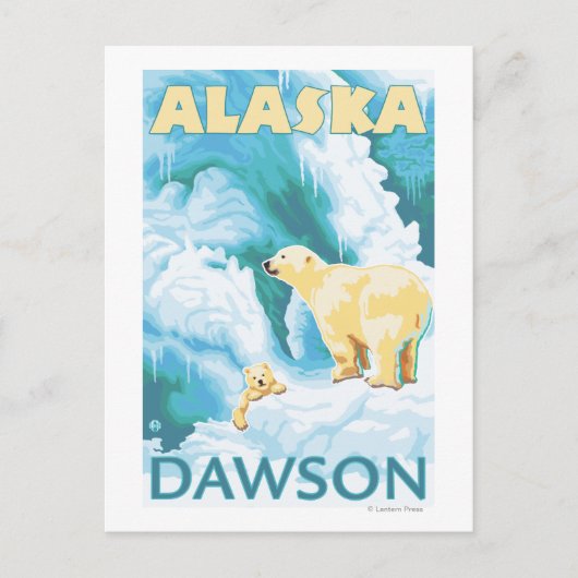 Polaire Beren & Cub - Dawson, Alaska Briefkaart (Voorkant)