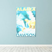 Polaire Beren & Cub - Dawson, Alaska Canvas Afdruk (Insitu (Houten vloer))