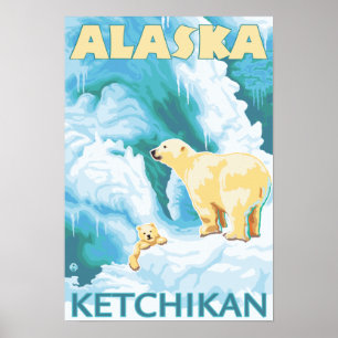Polaire Beren & Cub - Ketchikan, Alaska Poster
