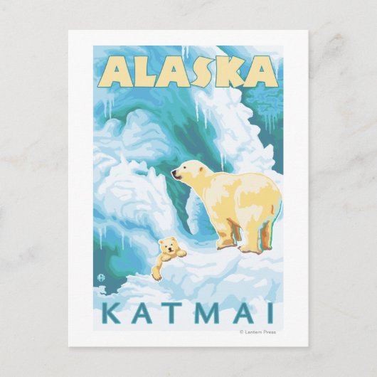 Polaire Beren & Cub - Latouche, Alaska Briefkaart (Voorkant)