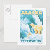 Polaire Beren & Cub - Petersburg, Alaska Briefkaart (Voorkant / Achterkant)