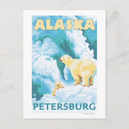 Polaire Beren & Cub - Petersburg, Alaska Briefkaart (Voorkant)