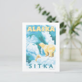 Polaire Beren & Cub - Sitka, Alaska Briefkaart (Staand voorkant)