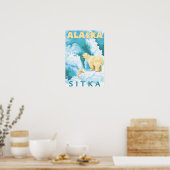Polaire Beren & Cub - Sitka, Alaska Poster (Keuken)
