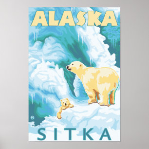 Polaire Beren & Cub - Sitka, Alaska Poster