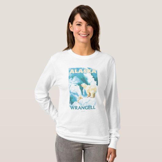 Polaire Beren & Cub - Wrangell, Alaska T-shirt (Voorkant volledig)