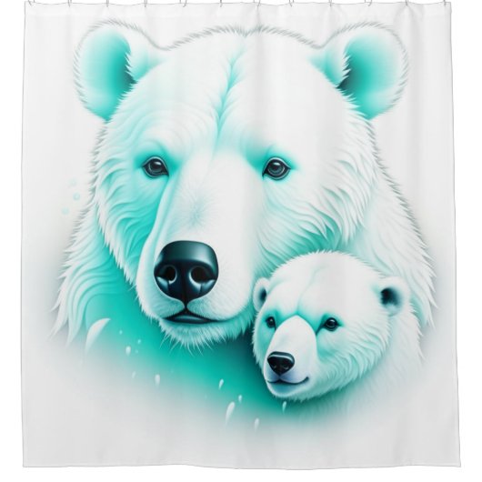 Polaire Beren Douchegordijn (Voorkant)